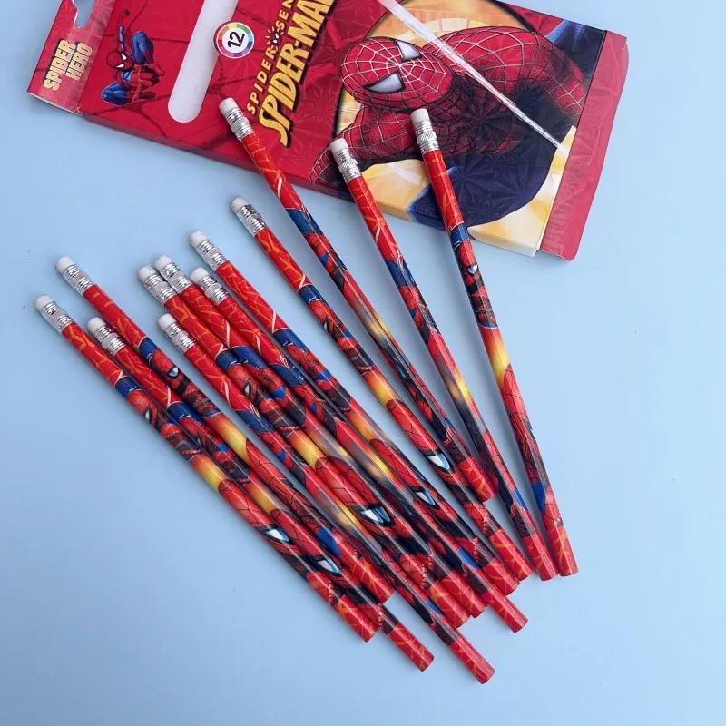 

12Pcs Marvel Spiderman Pencil Kawaii Anime Lilo & Stitch Office School Supplies Painting Tools Student Stationery Holiday Gifts