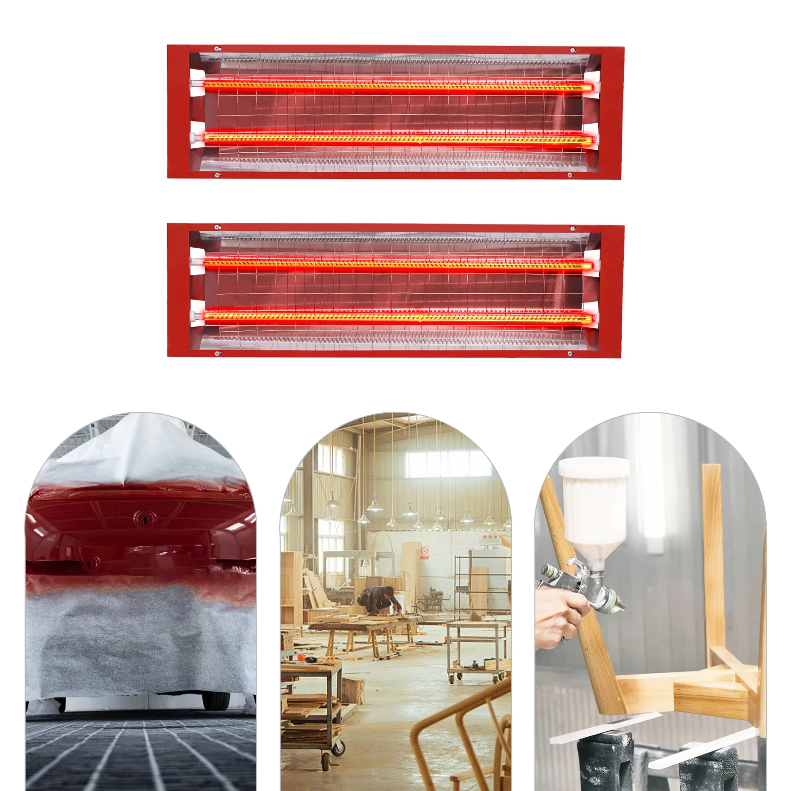 

2pcs 2000W Infrared Paint Curing Lamp, Infrared Paint Lamp Paint Baking Dryer Car Body Repair Tool For Car Painting
