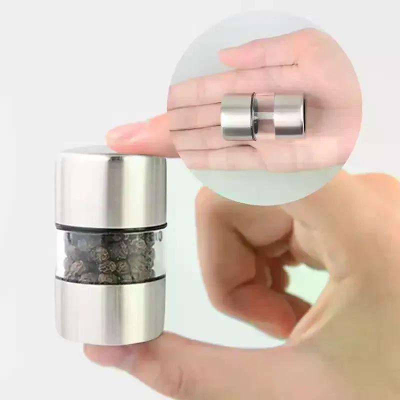 1pc Stainless Steel Pepper Grinder Manual Mill Kitchen Essential With Glass Jar Spice Salt Container Kitchen Grinding Gadgets