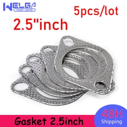 5PCS/Lot 2.5 Inch=63mm gasket Car Engine Exhaust Gasket Universal Exhaust Pipe Gasket With Two Holes Repairing Parts