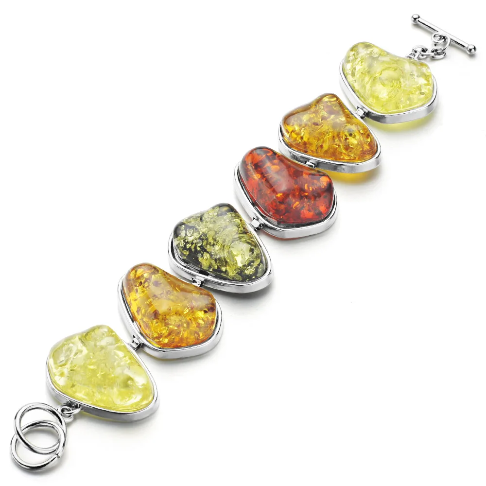 Exquisite Link Bangle Baltic Faux Amber Simulated Elegance Honey Stylish Bracelet For Women Girls Multicolor Jewelry DL82101