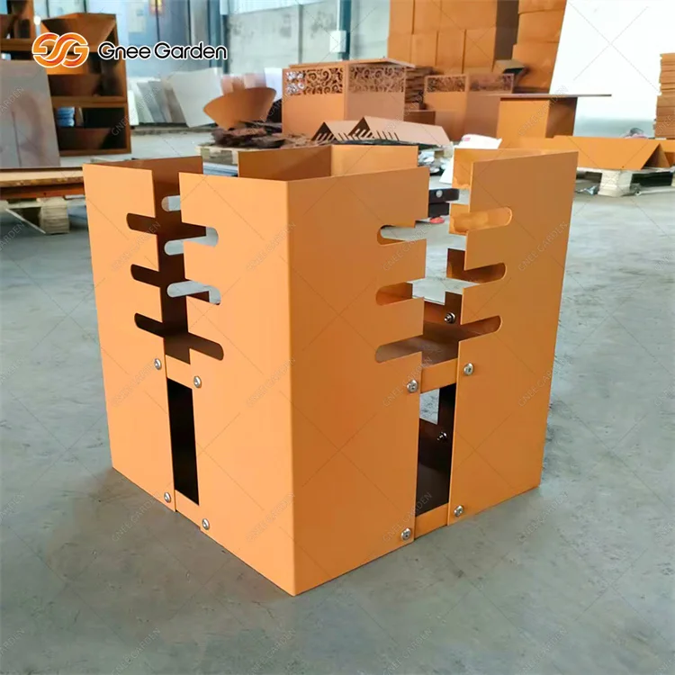 Modern High Quality Corten Steel Rust Finish Outdoor Barbecue Grill with Trolley-Easily Assembled for Camping & Home Use