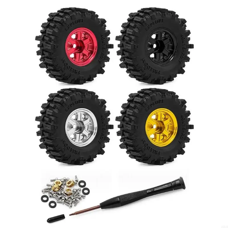 Packung mit 1 Satz SCX30 0,7-Zoll-Gummirädern mit Reifen mit festem Halt für funkgesteuerte Modelle Maßstab 1:30 A2UB – Detail 1