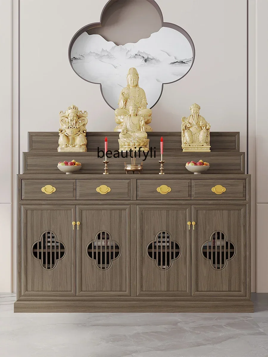 

3-Layer Holder Altar Household Solid Wood Prayer Altar Table Table Guanyin God of Wealth Buddha Shrine God Cabinet AncestorAltar