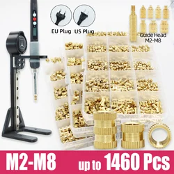 1460x Insert Brass Nut Heat Set Insert Tool Soldering Iron Tip Thread Heat Embedment Copper Nuts Embed of 3d printer Plastic Cas