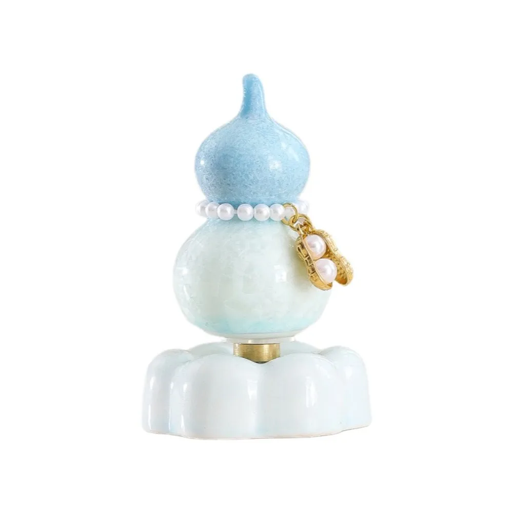 Creative 360° Rotation Ceramic Calabash Statue Multicolored Lucky Gourd Statue Exquisite Mini Gourd Ornament Table Decoration