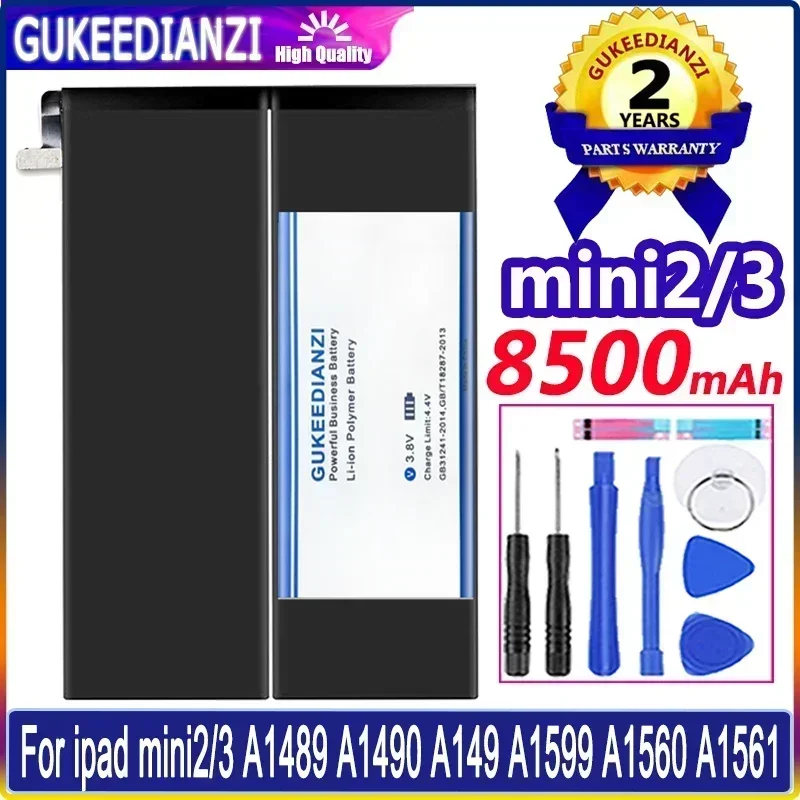 

Сменные батареи большой емкости 8500 мАч для iPad Mini 2 3 6471 мАч Mini2 Mini3 A1512 A1489 A1490 A1491 A1599 аккумулятор