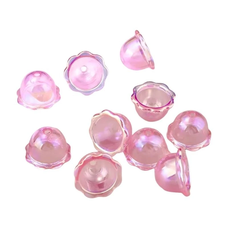 

10pcs Vibrant Acrylic Flower Bead Caps Accessory for Handmade Jewelry Creations E0BF