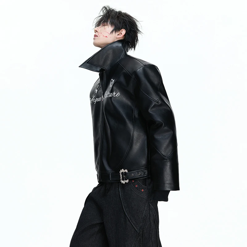 LUZHEN 2026 Winter Letter Embroidery Pattern High Quality Leather Jacket Men's Fashion Handsome Casual Coat Male Clothes JY6162