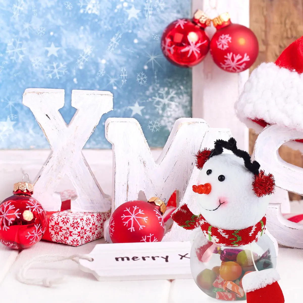 

1Pcs Snowman Candy Can Material Christmas Ornament Portable Lovely Patterns Suitable for Families Stores