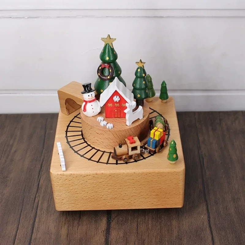 

Christmas Carousel Music Box Handmade Wooden Rotary Design Clockwork Musical Ornament Perfect Birthday Valentine's Gift