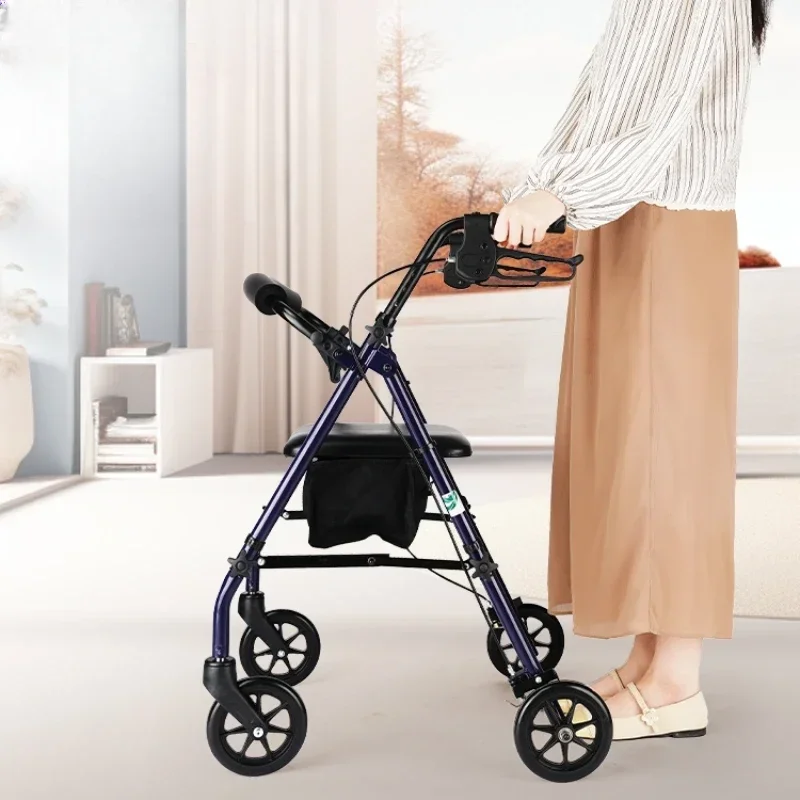 Elderly people with inconvenient legs and feet can use walking aids to walk, and can sit on crutches and carts for the elderly