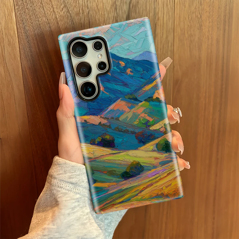 Чехол Fcicicase с красивой горной пейзажей и рисунком для Samsung Galaxy S25 Plus S24 Ultra S23 + S20 FE, акриловый ТПУ, задняя крышка из ПК