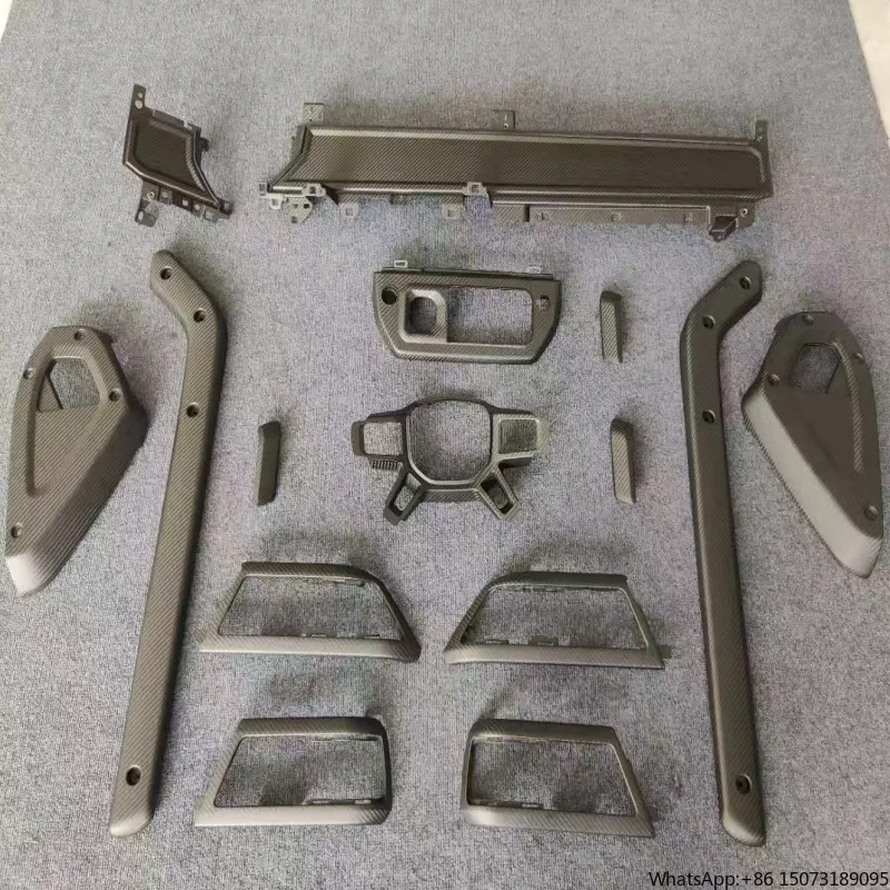 New Dry Carbon Fiber Trim Strips Center Console Cover Dashboard Interior Kit Accessories for  Defender 90 110 130