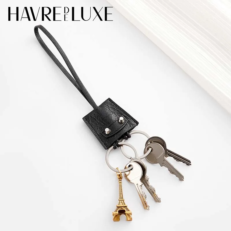 Cowhide keychain charm nice creative handmade hanging decoration retro keychain backpack decoration bag accessories