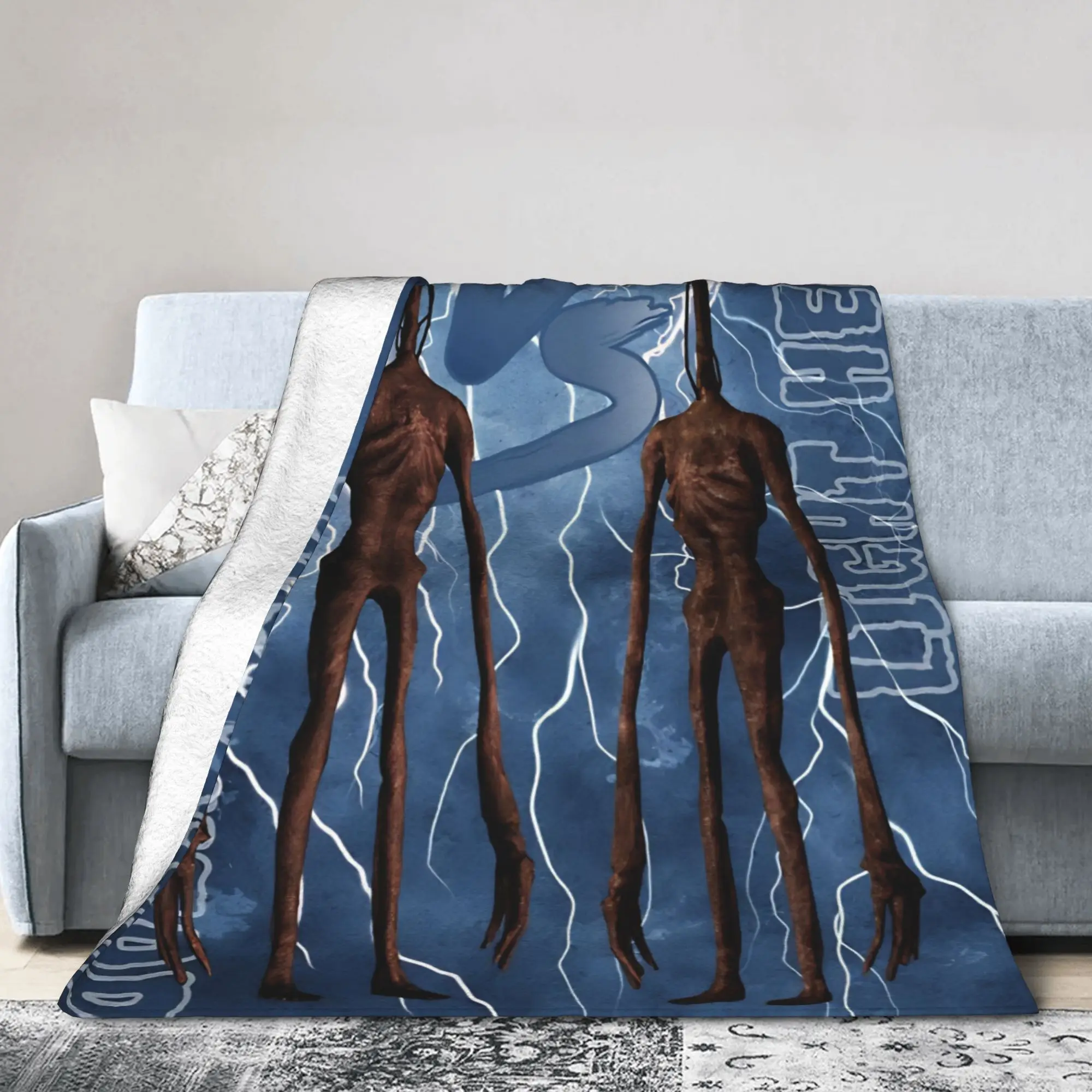 Siren Head Light Head Flannel Blanket  Funny Throw Blanket for Home 200x150cm Rug Piece