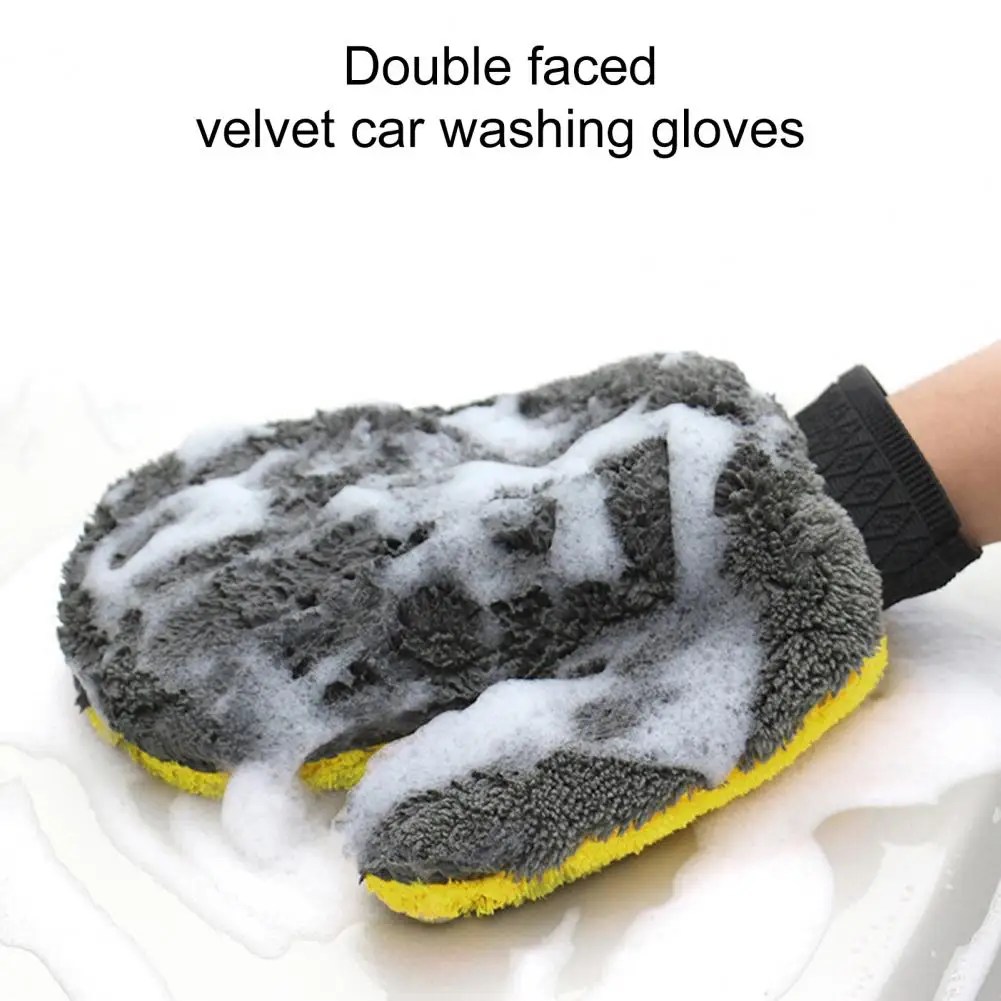 Car Wash Glove Waterproof Anti-scratch Thickened Soft Tear-resistant Car Detailing Coral Fleece Super Absorbent Car Wipe Cloth