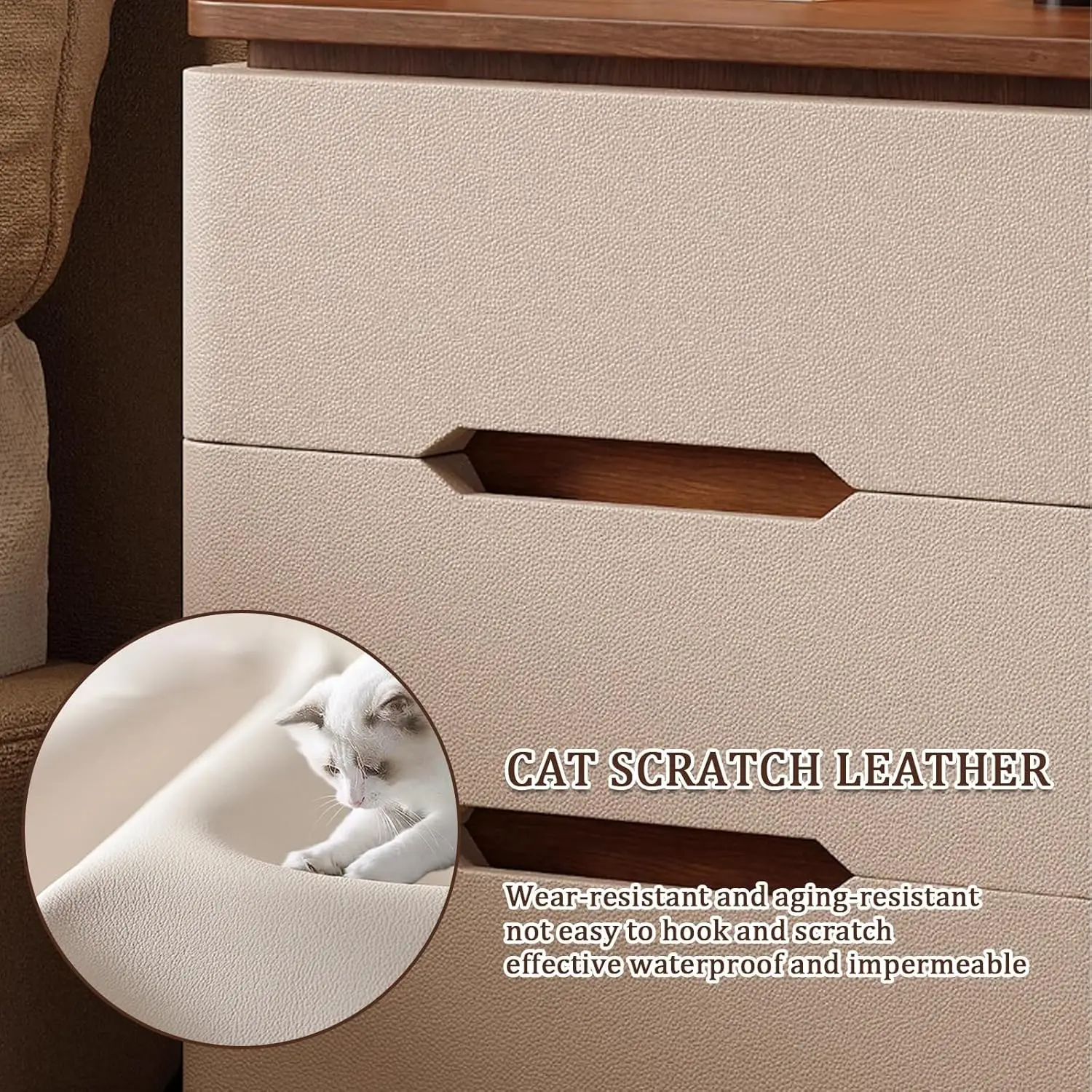 Bed Side Tables Bedroom, Night Stand with Drawers & Hidden Handle, Full Floor Cabinet Legs for Study, Living Room - view 4