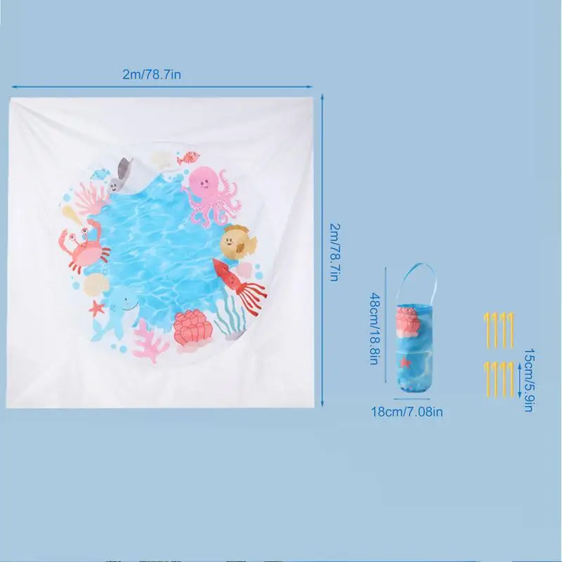 Baby Beach Pool 6.5 X 6.5 Ft Paddling Pool Waterproof Folding 2 In 1 Beach Blanket For Outdoor Camping Picnic Vacation Water