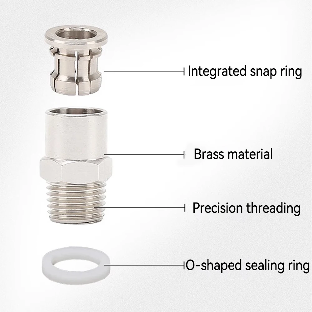 Full Copper Nickel Plated Pneumatic Quick Connector PC Metric M Straight External Thread 6-M8*1 M6*0.75 M10*1 M12*1.25 8-M8x1.5