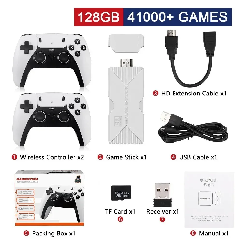 

2024 NEW X9PRO Game Stick 4K TV Video Game Console 3D Games For PSP/PS1/N64/NDS 44+Simulators 42000 Retro Games