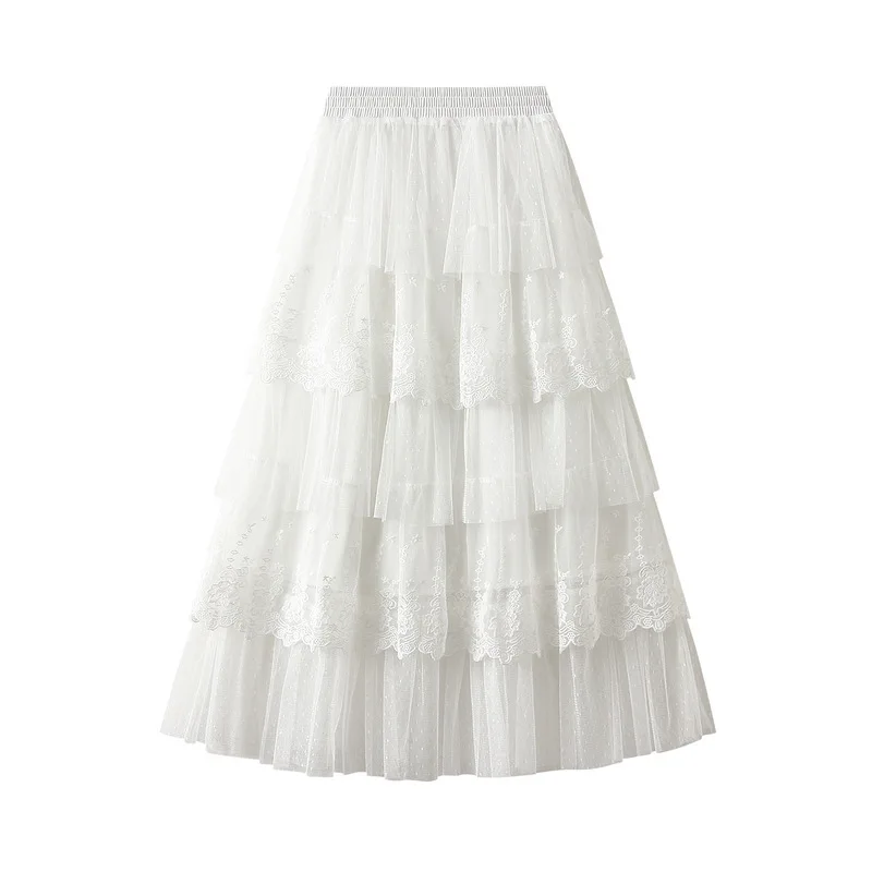 Women\'s High Waisted Slimming Sand Cake Skirt, Half Skirt, High-End Feeling Gauze, Long Skirt, Summer, , 2024 Hundred fold skirt