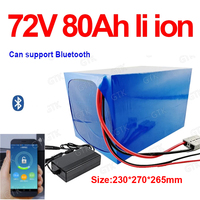 GTK 72v 80Ah Li-Ion With Bluetooth BMS APP Lithium Ion For 7000w Scooter Bicycle Battery Bike Tricycle Motorhome +10A Charger