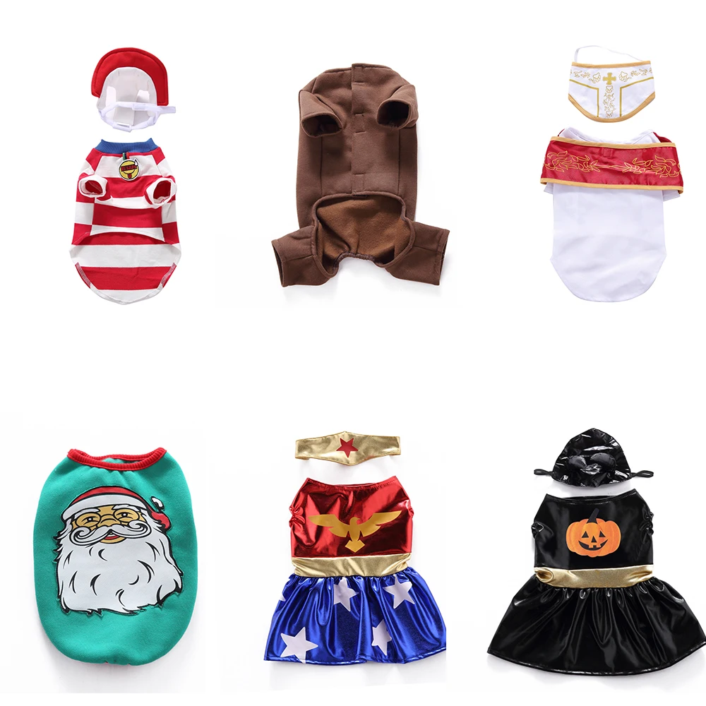 Pet Christmas Cosplay Dog Clothes Santa Baby Dog Costume Winter Puppy Pet Cat Coat Dog Suit with Cap Warm Clothing for Dogs Cats