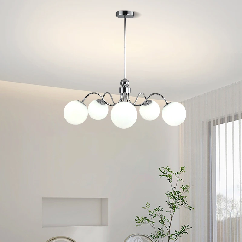 Modern LED Chandelier Lights Nordic Milk White Ball Ceiling Chandelier for Living Room Bedroom Hall Indoor Kitchen Lighting Lamp