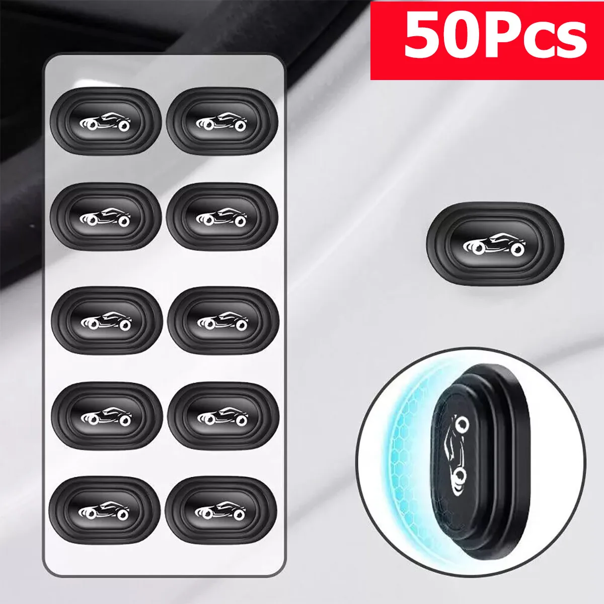 

50Pcs Self-Adhesive Universal Car Door Anti-Collision Gasket Shock Absorber Black Protection Pads for Vehicle Doors Accessories