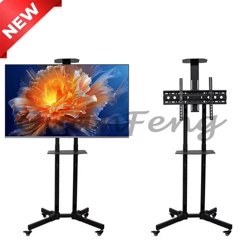 32‑65 Inch Plasma LCD TV Trolley, Metal Universal Rolling Floor TV Stand Mount Cart for Home Office Conference Room Display