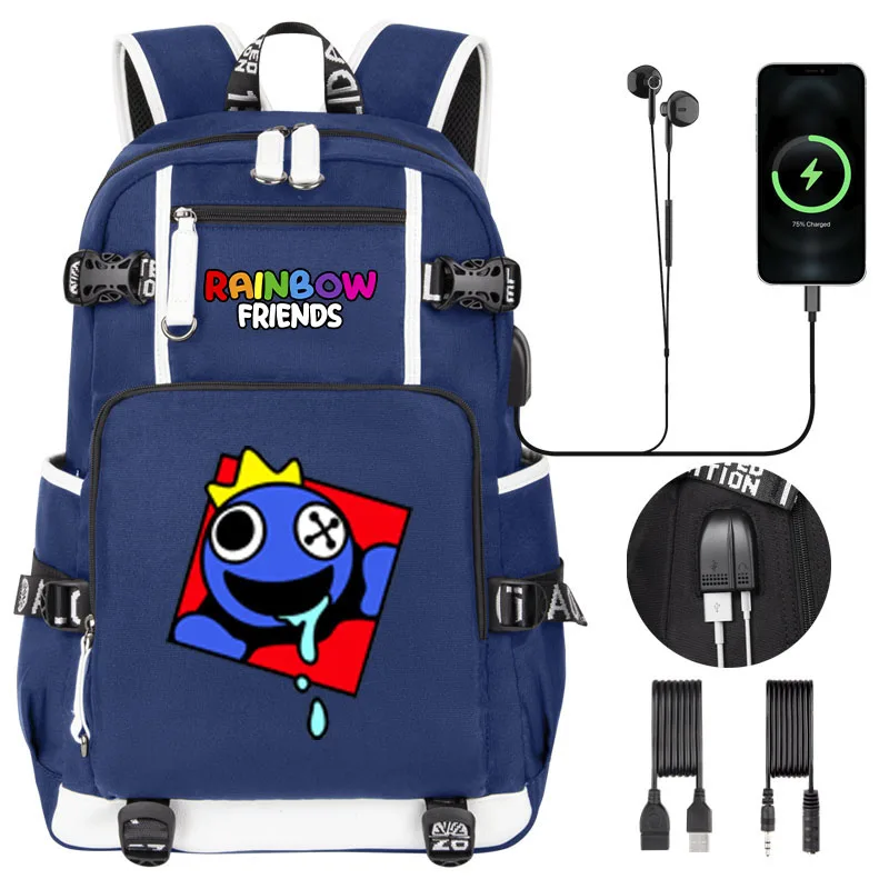 Rainbow Friends Children Students Schoolbag Cartoon Large Capacity Boy Girl school backpack USB Men Woman Laptop Shoulder Bag