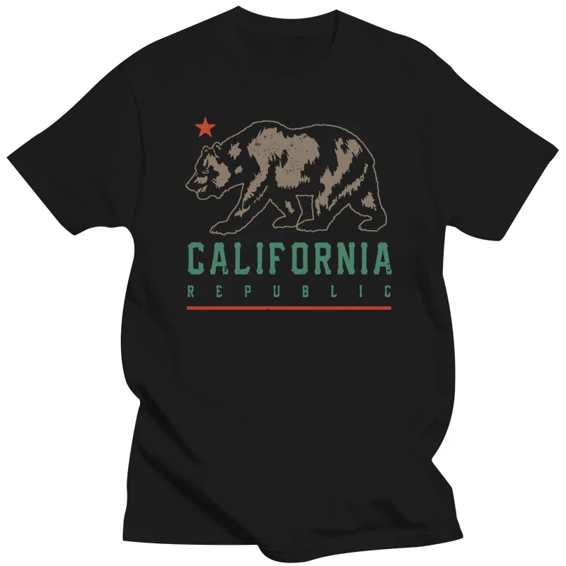 T-Shirt for Male Short Sleeves 100% Cotton Classic Lost Gods California  Bear Shadow Mens Graphic T Shirtskull T Shirt