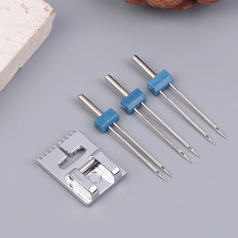 9 Groef Pintuck Naaivoet + 3 Stuks Dubbele Hoofd Naaimachine Naalden 3 Maat 2/3/4mm Voor Huishoudelijke Naaimachine Accessoires