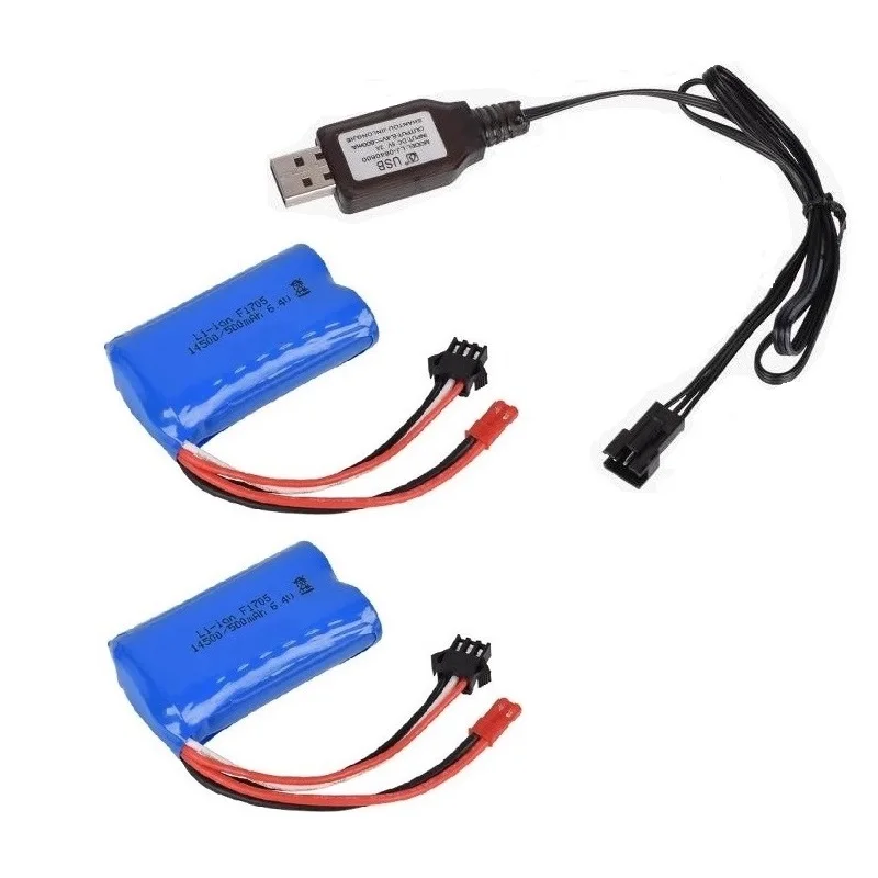 

Li-ion Battery for Wltoys 18401/18402 Remote Control Off-road Vehicle 6.4V 500mah battery 14500 JST Plug/USB for RC toys Car