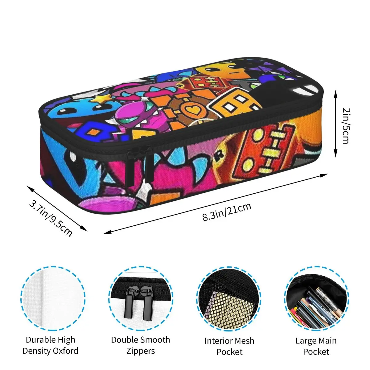 Video Game Geometry Dash Pencil Cases for Student Pen Box Pencil Bag Large Storage Pencil Pouch Pen Holder
