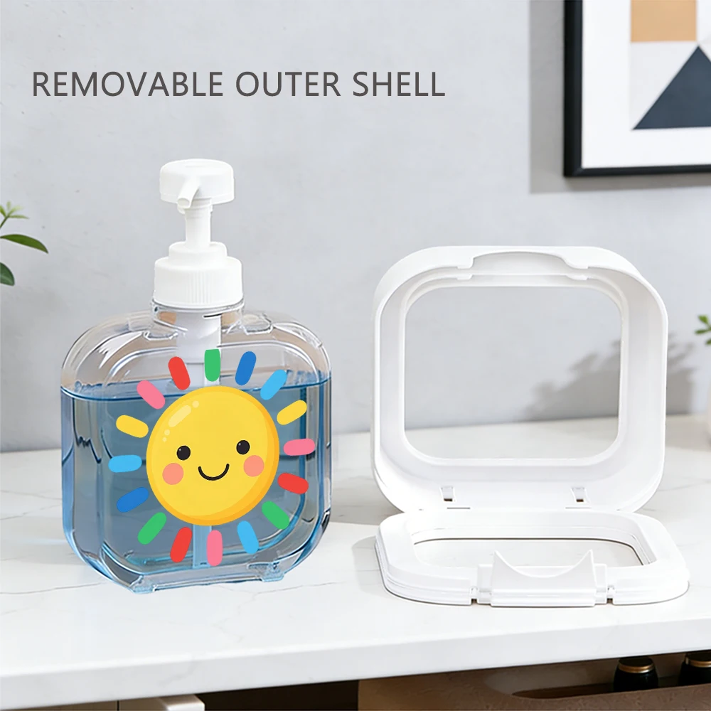 Cheerful Cartoon Soap Dispenser Smiling Sun With Colorful Ray Print Pattern for Bathroom Kitchen Home Decor Daily Use