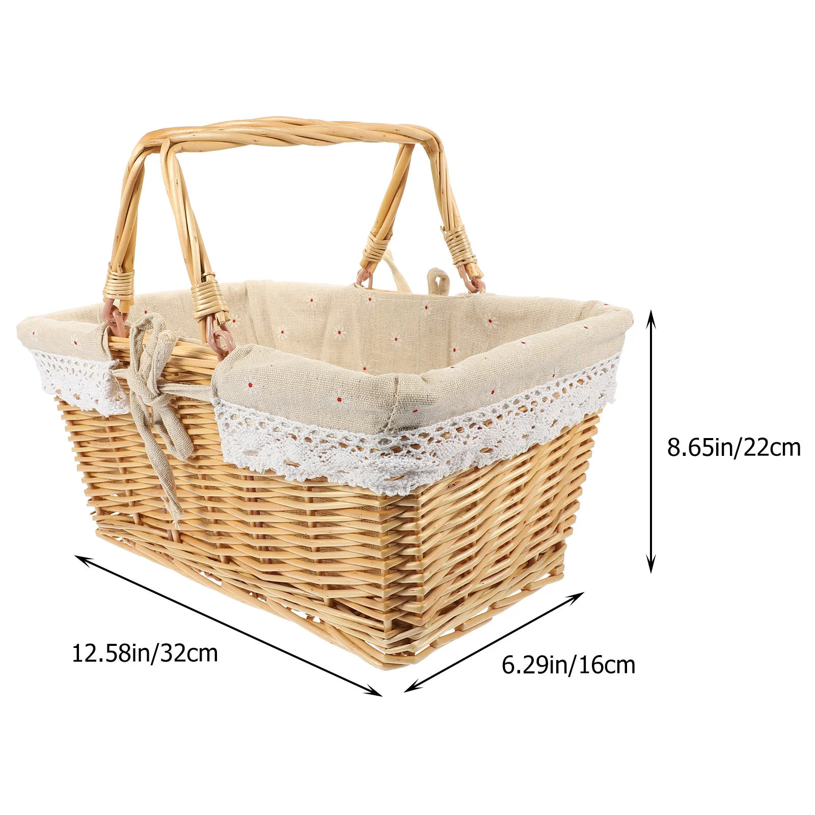 Cesta de Picnic tejida delicada, organizador de almacenamiento rústico de mano para exteriores, contenedor de embalaje de regalo multiusos para decoración del hogar