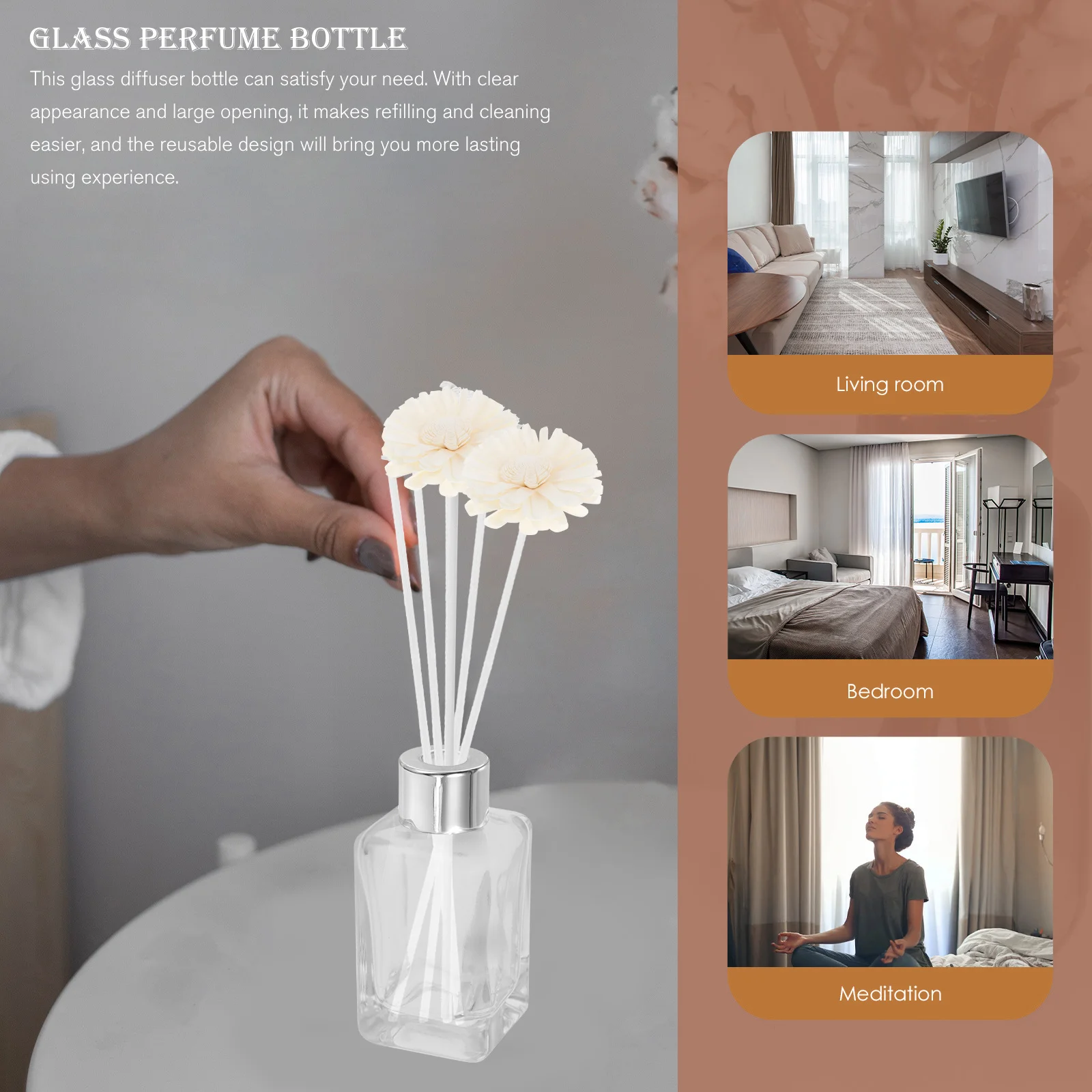 4-teiliges Auto-Parfüm-Diffusor-Glasflaschen, nachfüllbar, auslaufsicher, Organizer-Set für ätherische Öle, Zuhause, Badezimmer, Schminktisch