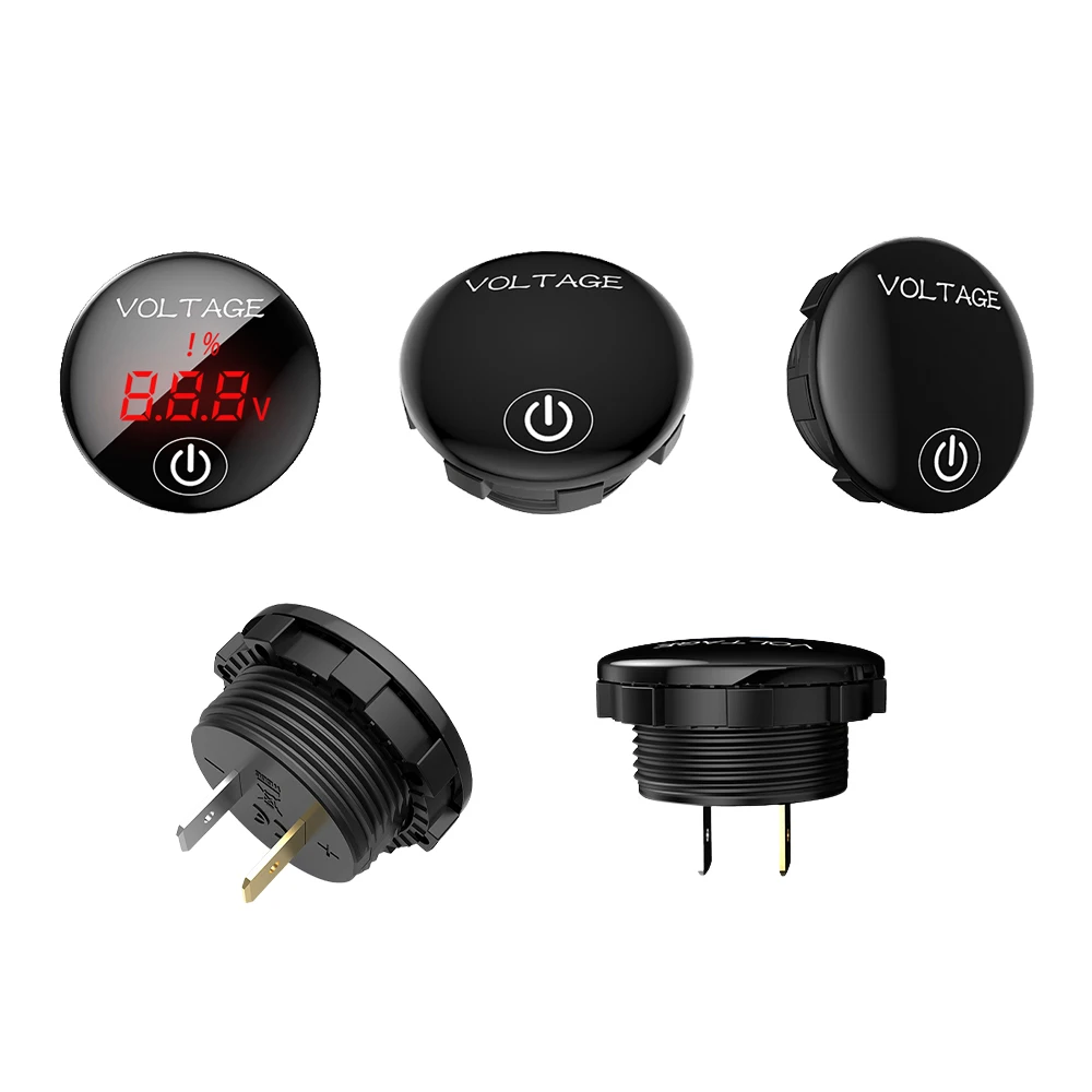 DC 12V 24V Car Voltmeter LED Digital Display with Touch Switch, Suitable for Boat Marine Vehicle Motorcycle