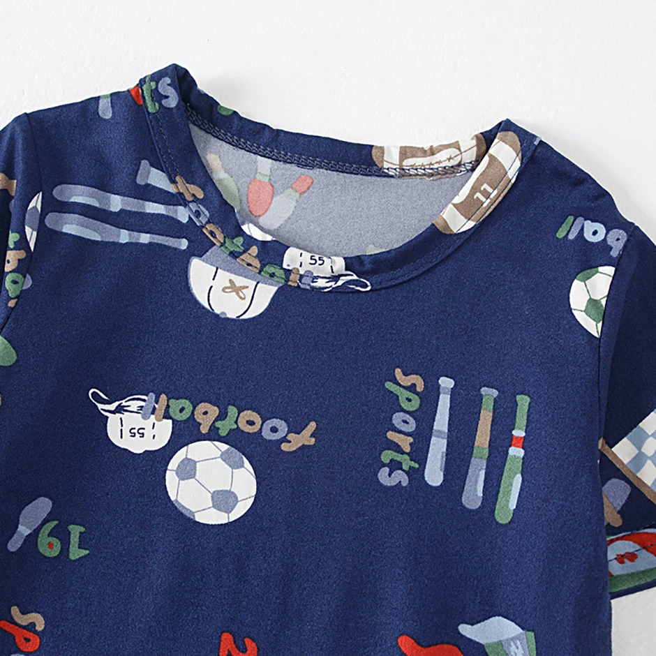 3-teiliges Set aus Kinder-Shorts mit Ball-Print, Weste, Shorts, Hosen-Kombination, bequeme Schlafanzüge für Jungen, Hauskleidung – Detail 6
