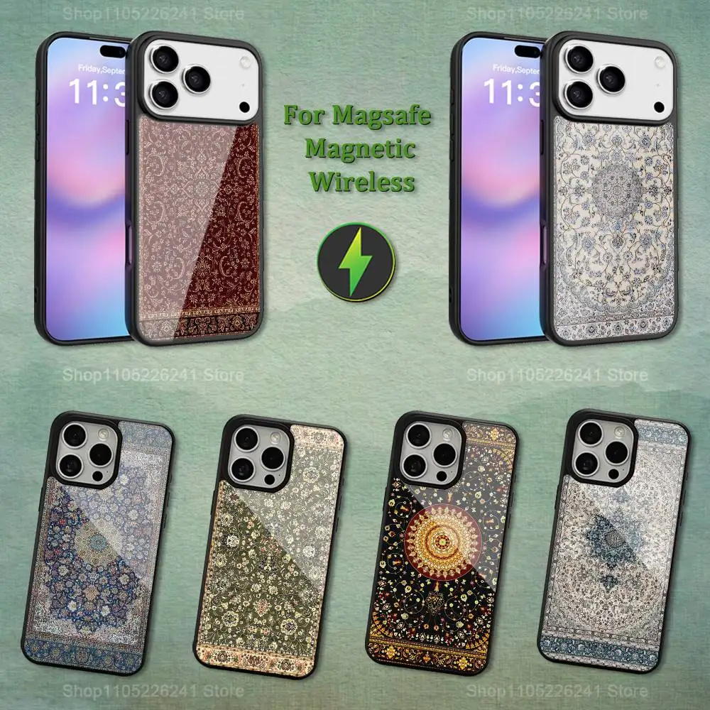

Persian Floral Texture Phone Case For iPhone 13,12,11,16,15,17,14,Pro,Max,Plus,Mini, For Magsafe,Magnetic Wireless Charging