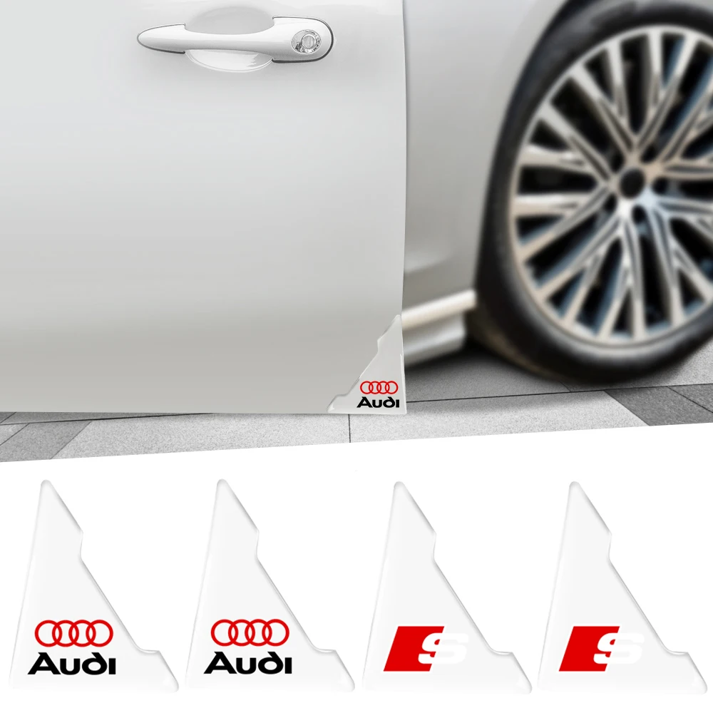 

2/4pcs Car Door Corner Protective Cover Silicone Protector Anti-collision Guard Stickers Auto Accessories for AUDI S Emblem Logo