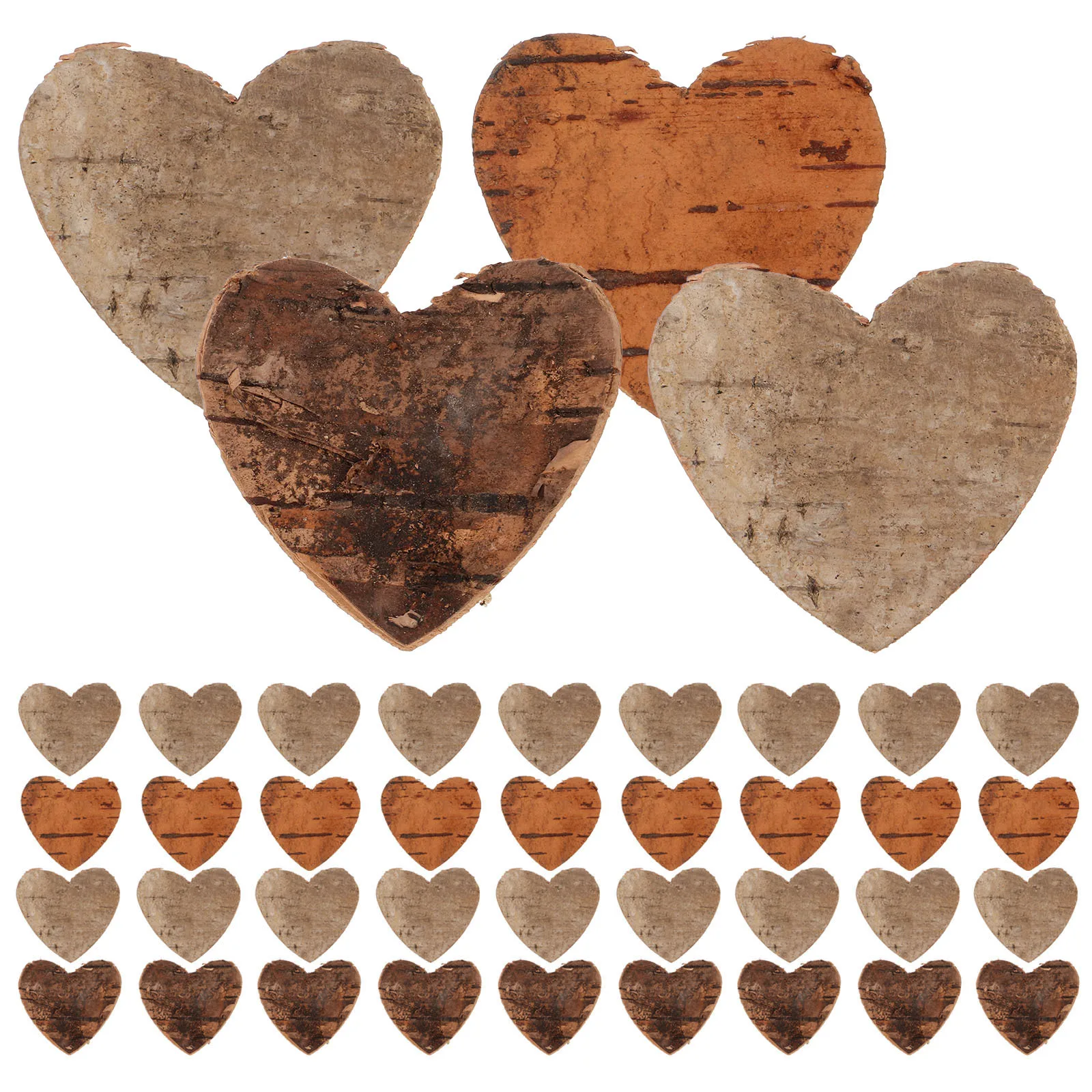 

80Pcs Heart Wood Slices Natural Bark Edge Polished Double Sides Wedding DIY Crafts Table Decoration Wood Slices