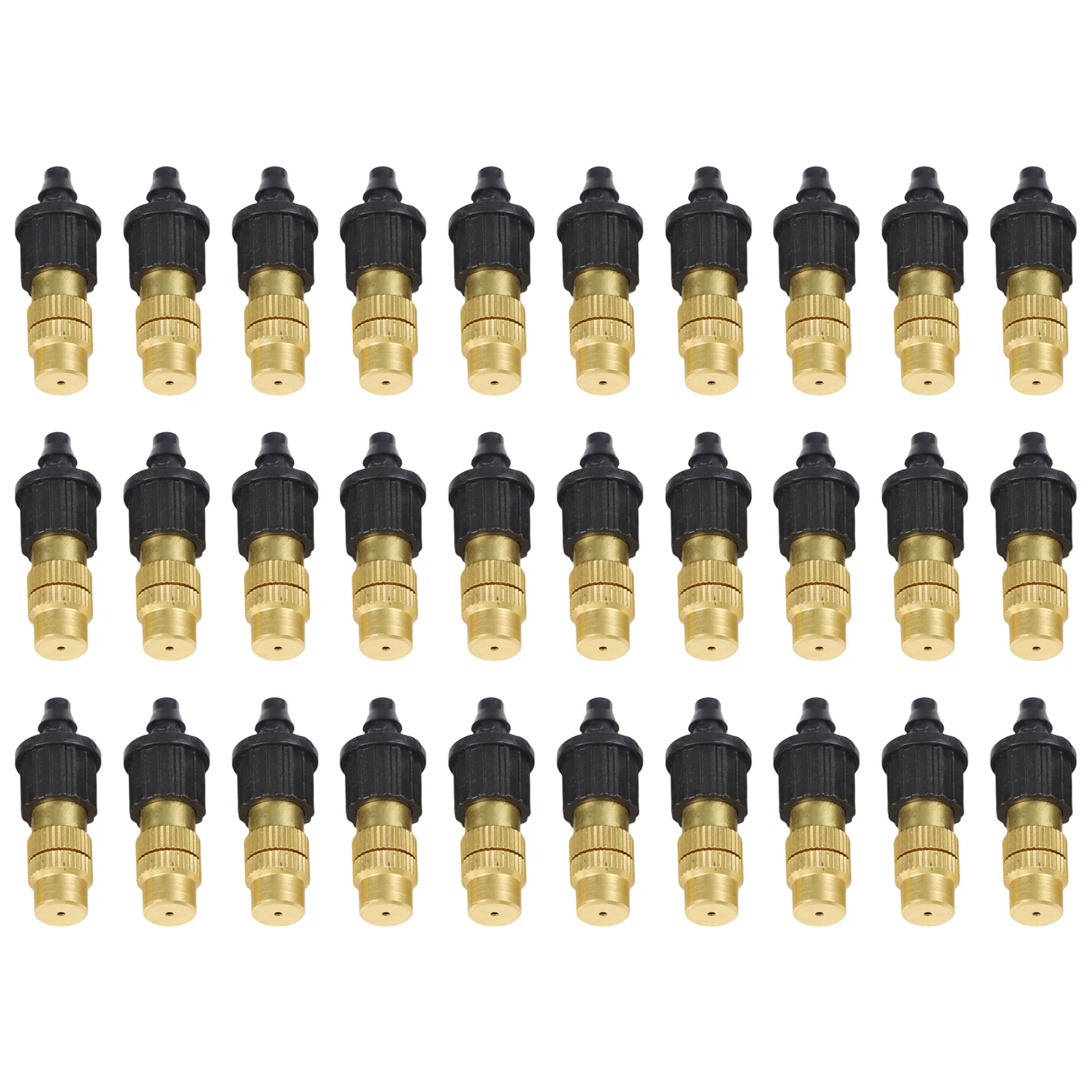 30 Pcs Garden Misting Nozzles in Brass Construction for Greenhouse Humidification Balcony Irrigation and Outdoor Cooling Setup