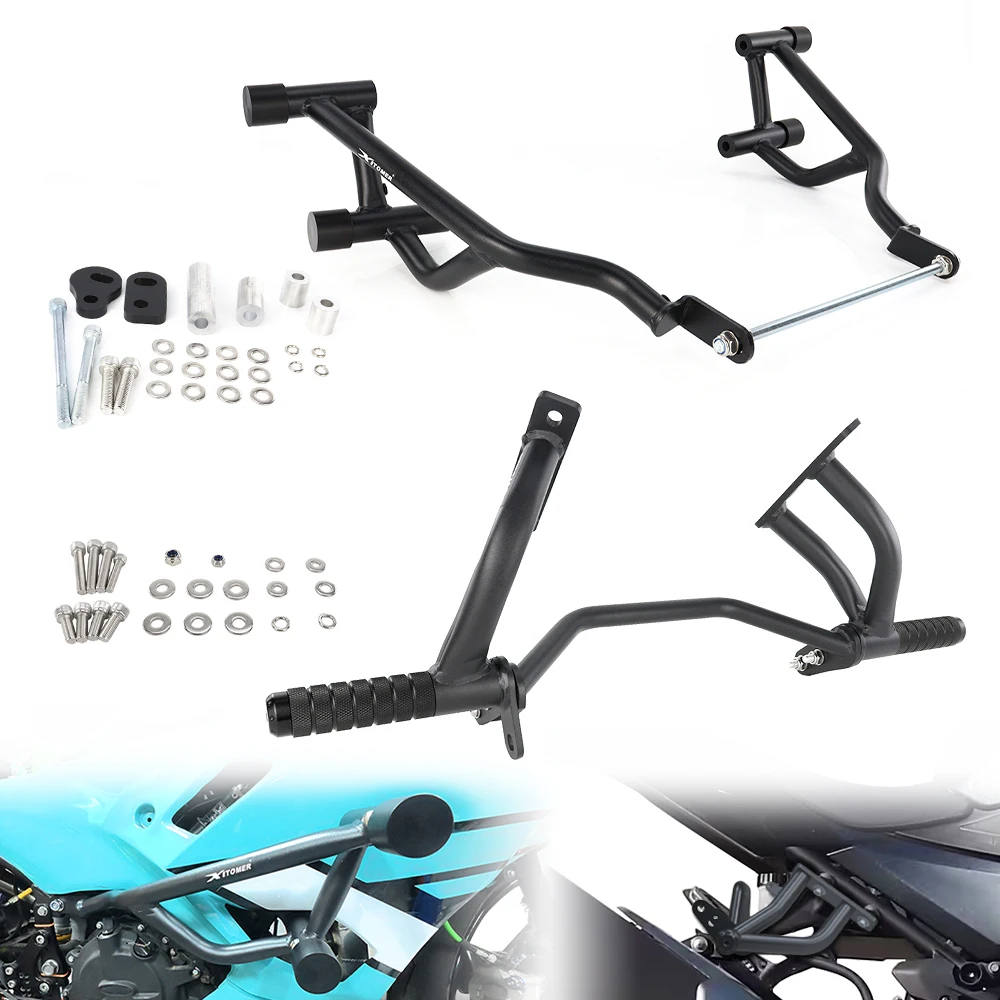 Rear Footrests Subcage Step plate Stunt Protection For Kawasaki Ninja 400 2018-2025 Motorcycle Stunt Cage Engine Guard Crash Bar