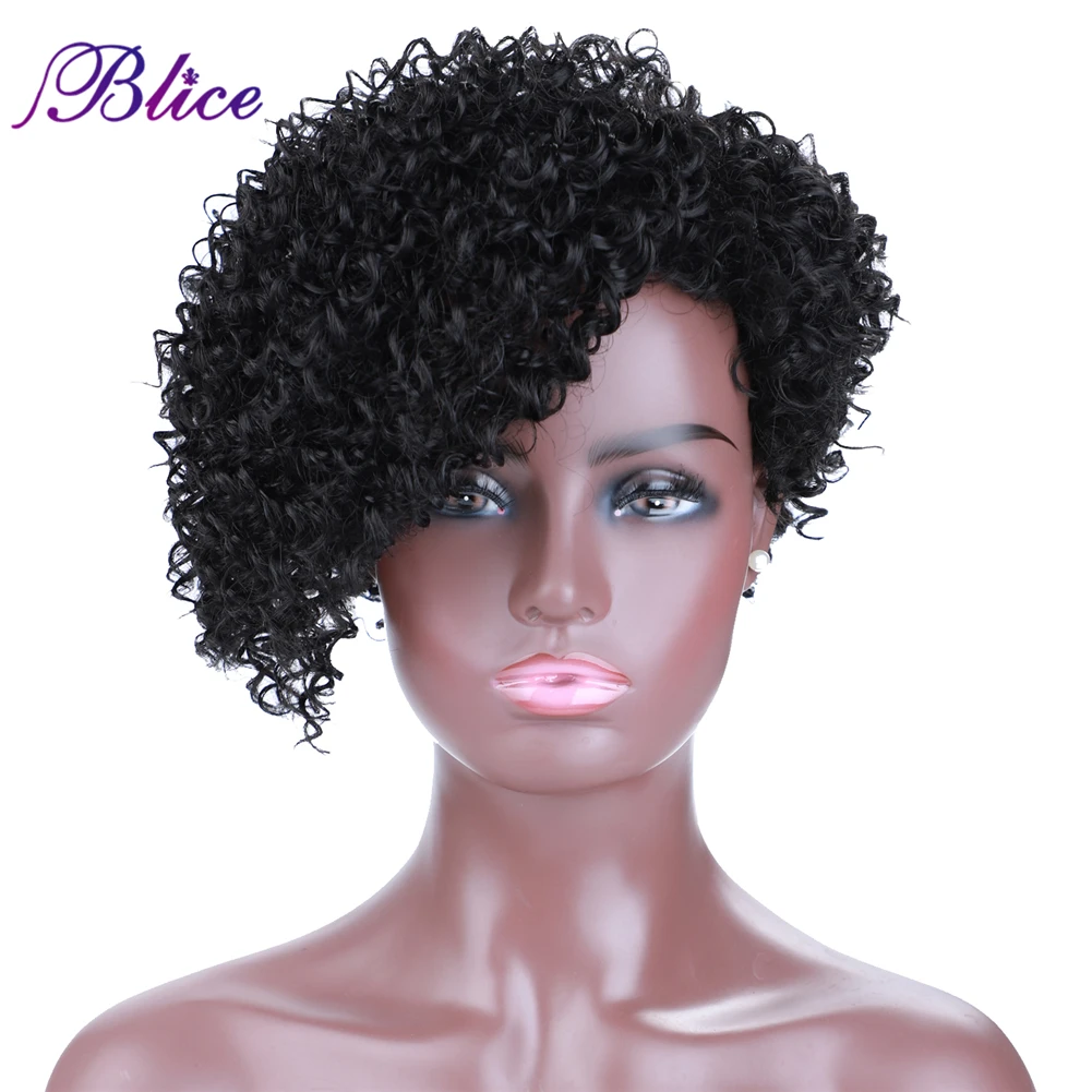 Blice Synthetic Curly Wig Side Part Women Wigs Pure Color Machine Made Hair Extensions For Cosplay Daily Life Use