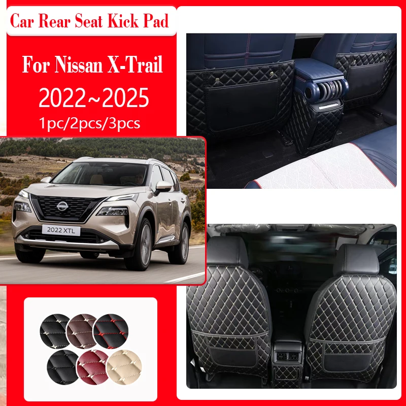 

Leather Car Seat Kick Mat For Nissan X-Trail Rogue T33 2022~2025 Car Baby Rear Seat Back mat Armrest Box Carpet Auto Accessories