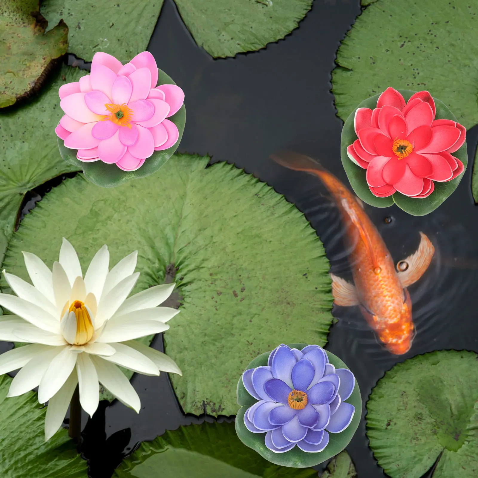 

6pcs Floating Flowers Pond EVA Home Garden naments Water Lily Plants Simulation Home Simulation Pond Plant Decor Decor