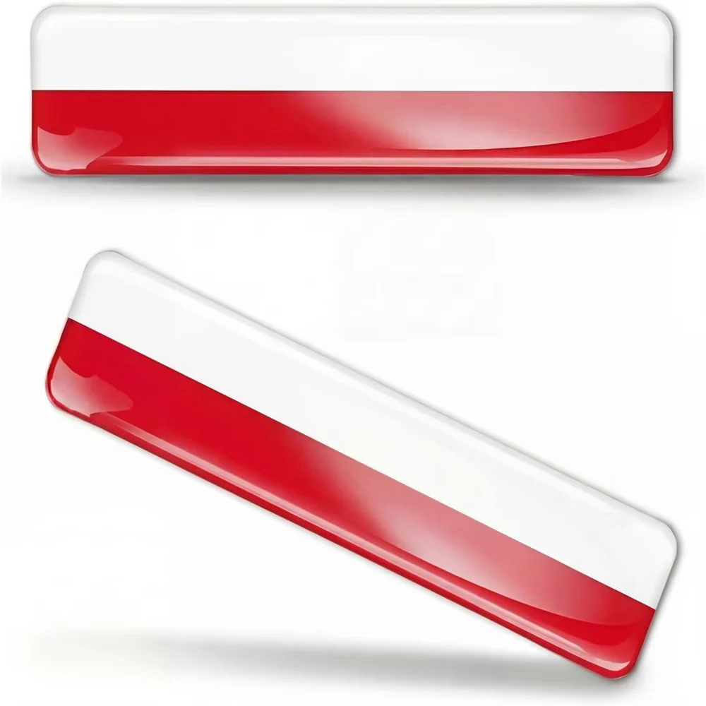 2 X 3D Domed Silicone Stickers Decals Poland National Poland Flag Car Motorcycle Helmet Mobile Phone, Tablet, Suitcase
